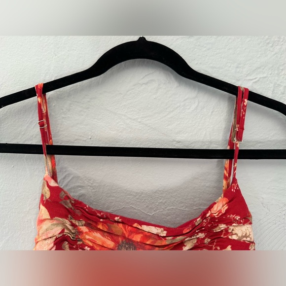 Posse Red Floral Raquel Linen-Blend Midi Dress - Picture 5 of 8